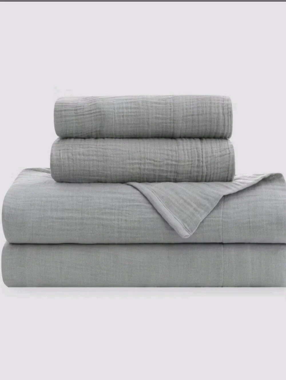 4pc Calm Queen Gauze Sheet Set Stone Grey